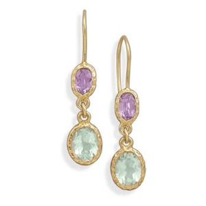 14k gold plated sterling silver amethyst earrings