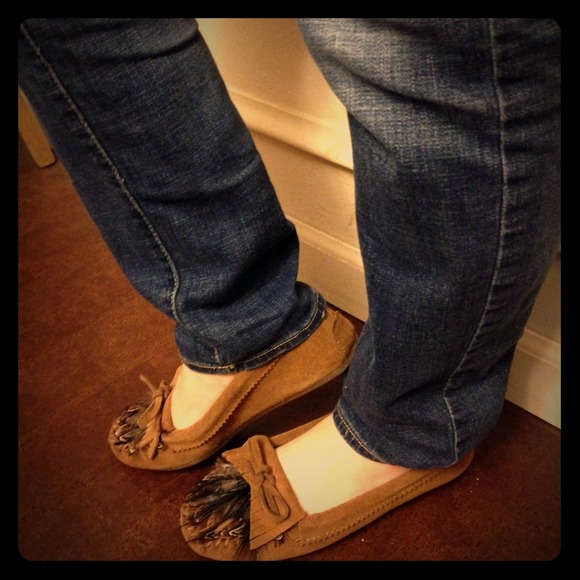 Suede Moccasins with Feathers