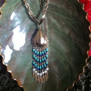 Wonderful gold and blue necklace