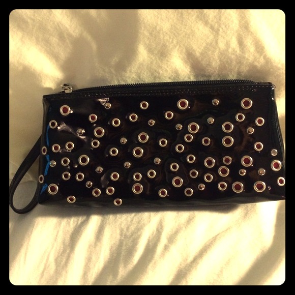 Black leather clutch