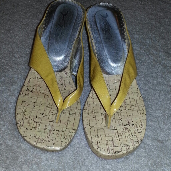 Yellow wedge sandals