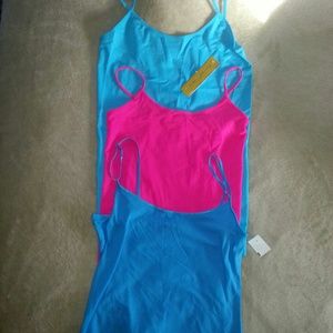 3 camis - hot pink, sky blue, & ocean blue.