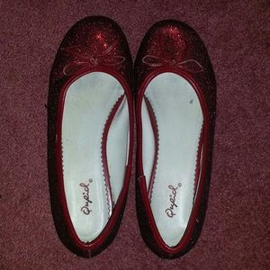 Red glitter flats