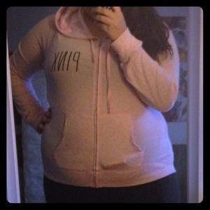 VS PINK pink zip up with tie dye hood
