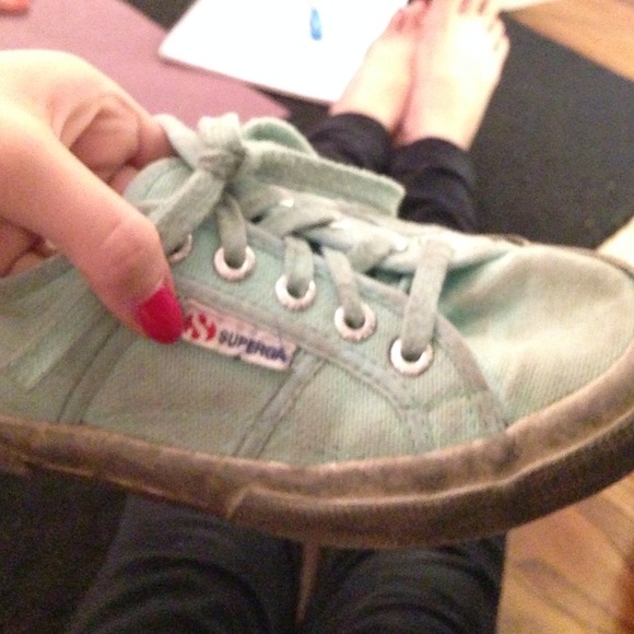size 6 mint green classic superga sneaker!