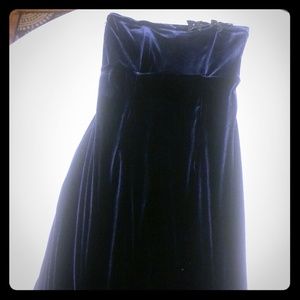 Full Length Strapless Navy Blue Gown