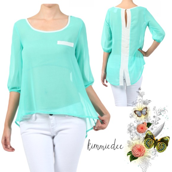 Boutique Tops - SALE! $15 Mint chiffon hi low blouse✨S-3X Avail