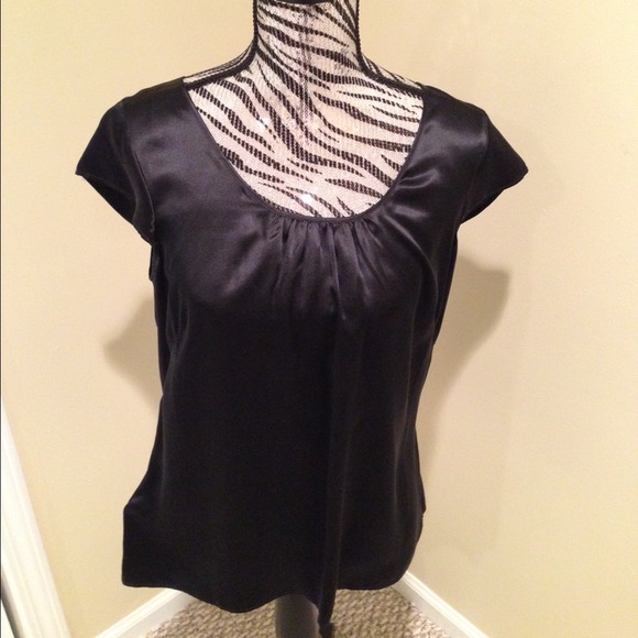 Ann Taylor Loft Black Silk Blouse Size 8