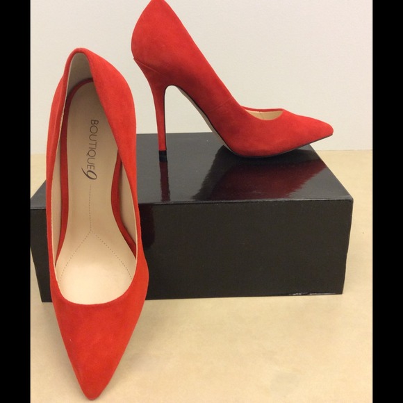 For @clouie Boutique 9 Red Suede Pumps