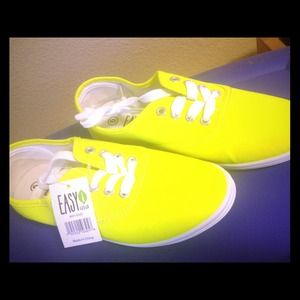 Neon yellow canvas sneakers