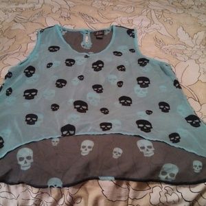 Hi low skull top two tone powder blue & black