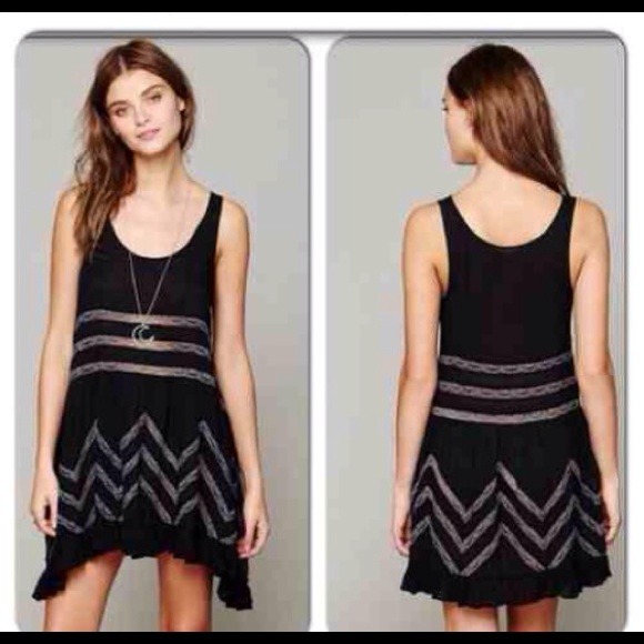 Black Free people lace trapeze dress