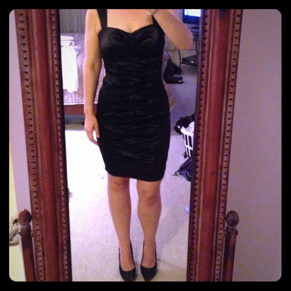 REDUCED!! Black Satin Ruched Dress💋💋💋