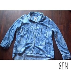 *SOLD* Denim blue jacket with white bleach designs