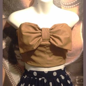 ⚡️NWOT⚡️Faux Leather Bow Tube Top🎀