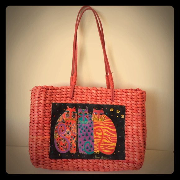 Laurel Burch Coral Handbag - mint !