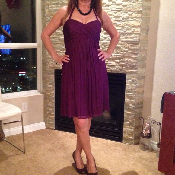🌺🌺🌺Merlot Silk Halter Dress - Picture 1 of 4