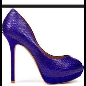 Zara Blue Snakeskin platform pumps