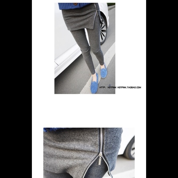 Skirts One Piece Zipper Skirt Leggings Combo Grey Poshmark