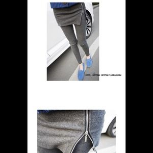 One piece zipper skirt leggings combo - Grey