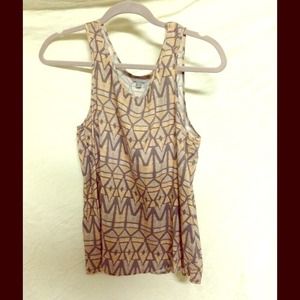 Salmon and Grey Native Print Blouse by Rubbish