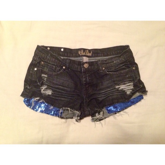 Sequined Pocket Denim Shorts
