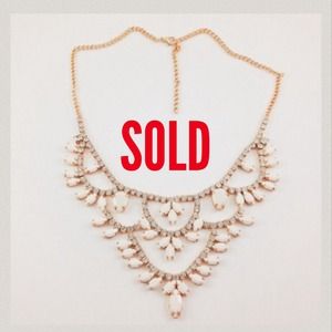 Gold Plated White Gem Tiered Necklace