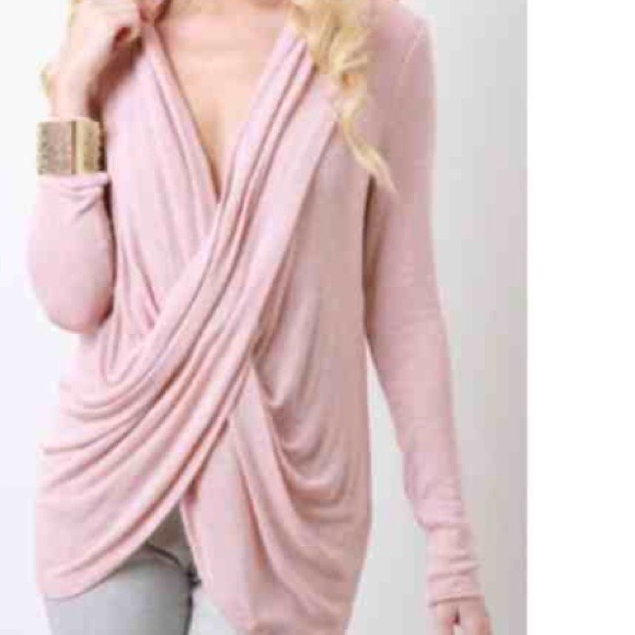 SOLD - Beige Draped Top - Picture 2 of 2