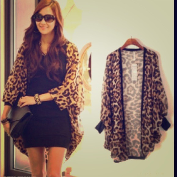 Very light leopard print cardigan.