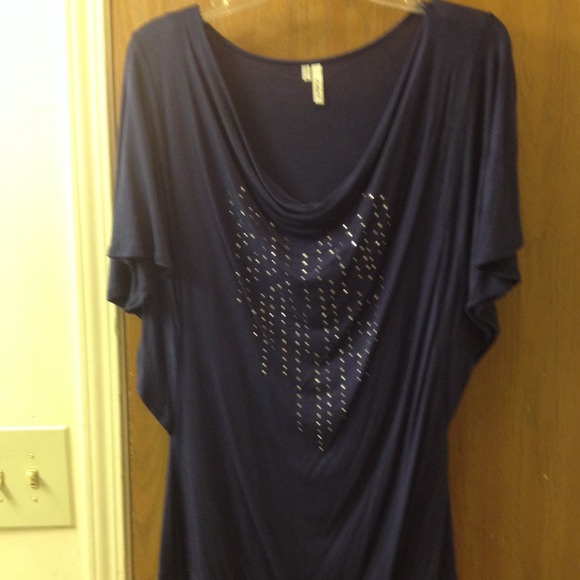 blue colored shirt with rhinestones on it 💎