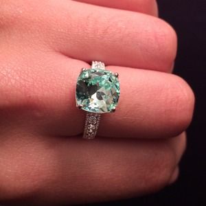 Silver Plated Crystal Square Ring