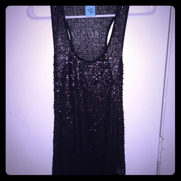 ❗️️REDUCED ❗️Long Black Sequin blouse/dress