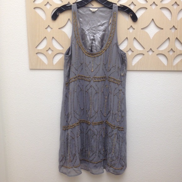 Fossil Dresses & Skirts - Fossil grey silk with gold embroidery