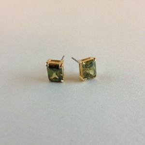 Sold in bundle-Green stone and gold stud earrings