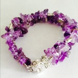 Natural amethyst bangle bracelet