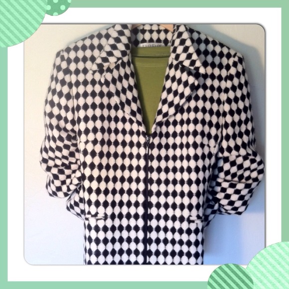Bebe black& cream tweed zip front blazer worn once
