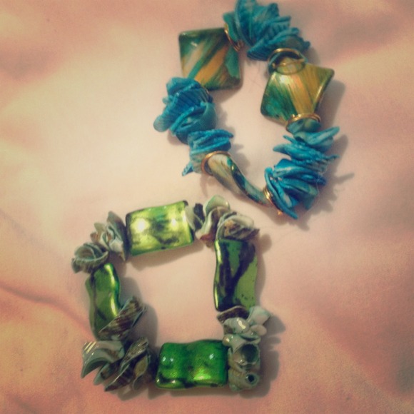 Two stretch shell bracelets