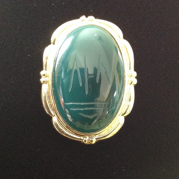 Green onyx Scarab brooch