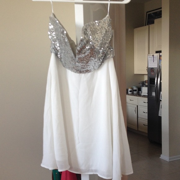 Tobi silver & white sequin dress