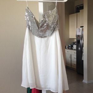 Tobi silver & white sequin dress