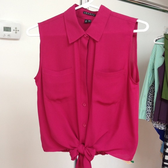 Theory pink fuchsia button up. Size S.