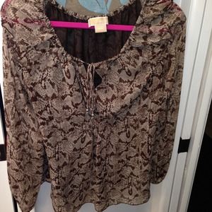 🌸HP🌸Michael Kors long Sleeve Flowy Chiffon Top M