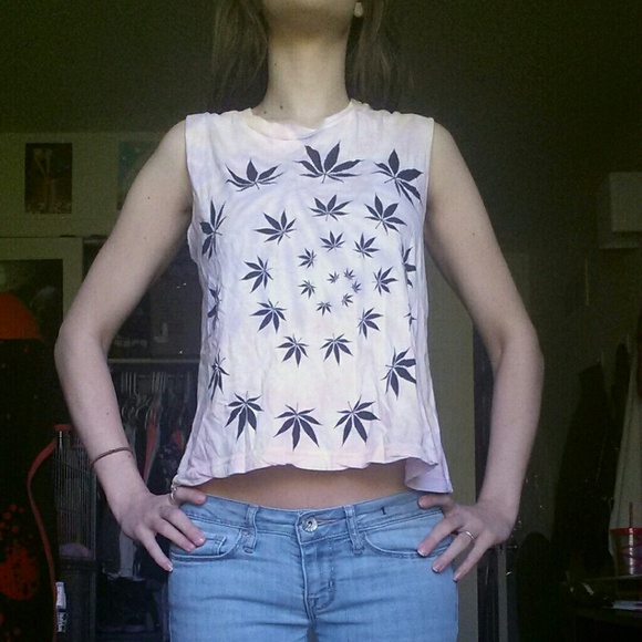 Light Purple & Yellow Cannabis Swirl Muscle Tank