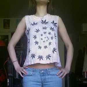Light Purple & Yellow Cannabis Swirl Muscle Tank
