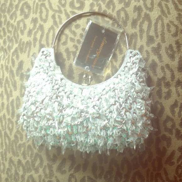 Crystal and sequin small handbag