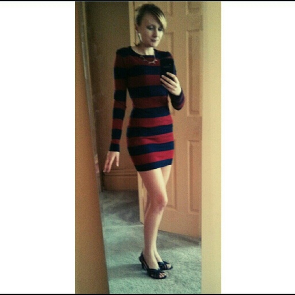 JUST REDUCED! blue and red striped sweater dress