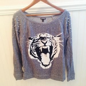 Slouchy Studded Tiger Pullover