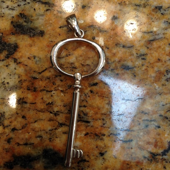 Tiffany Style 925 Sterling Silver 2" Key Pendant