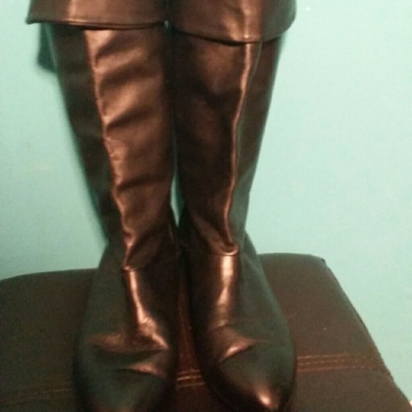 Black leather boots