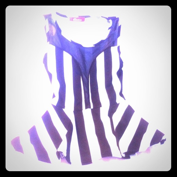 Black and withe stripe peplum shirt